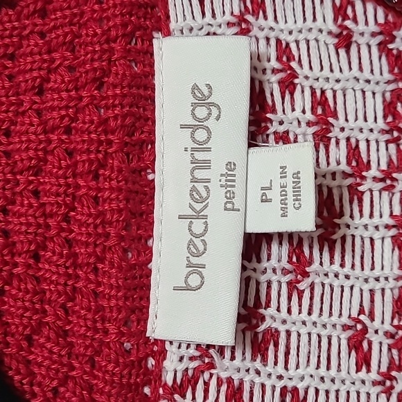 Fair Isle Breckenridge petite Large Full Zip Caridgan Sweater Red White Black - Picture 3 of 11